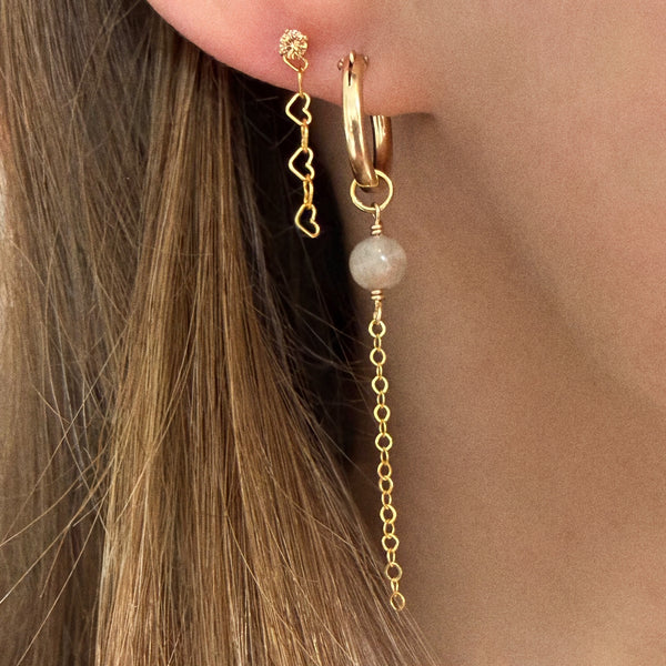Peach Sparkle Love Ear Stud - 14k Gold Filled