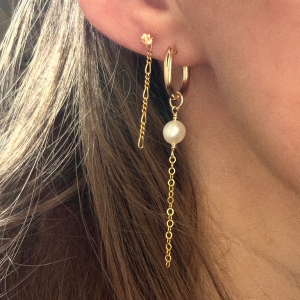 White Pearl Hoop Earring Chunky - 14k Gold filled