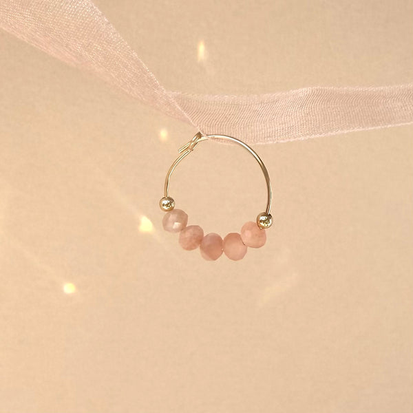 Peach Moonstone Hoop Earring - 14k Gold Filled