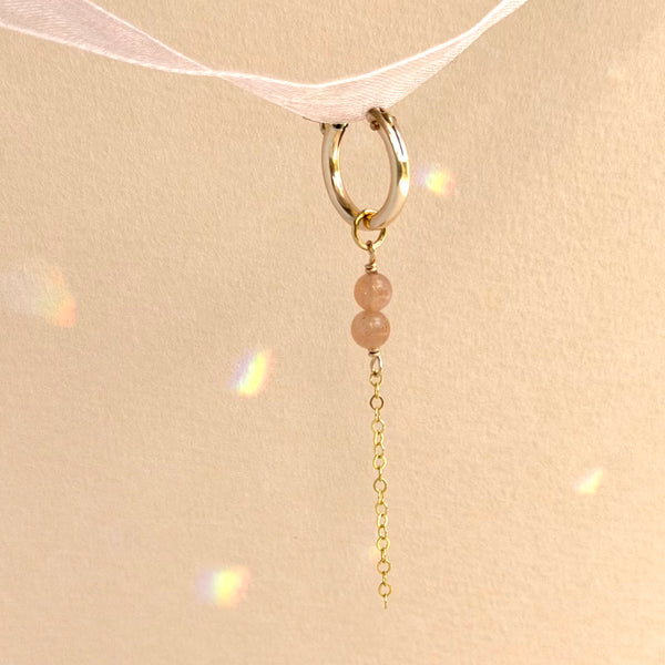 Peach Moonstone Hoop Earring Chunky - 14k Gold Filled