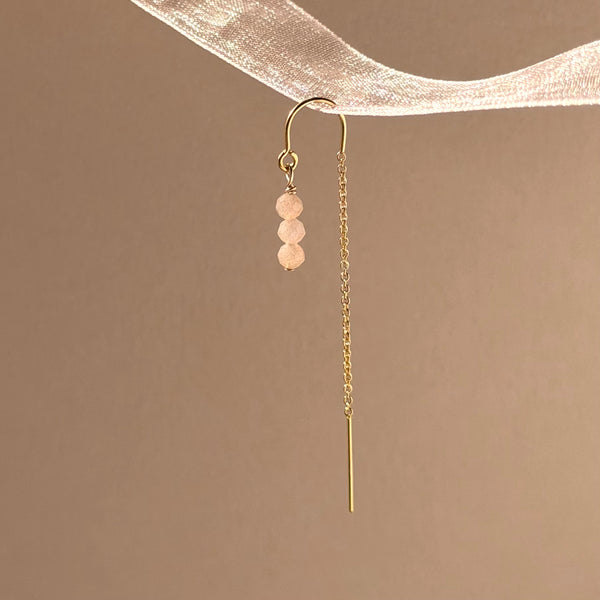 Peach Moonstone Ear Threader Short - 14k Gold Filled