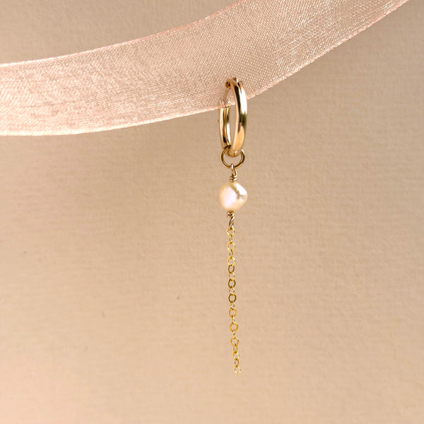 Pink Pearl Hoop Earring Chunky - 14k Gold Filled