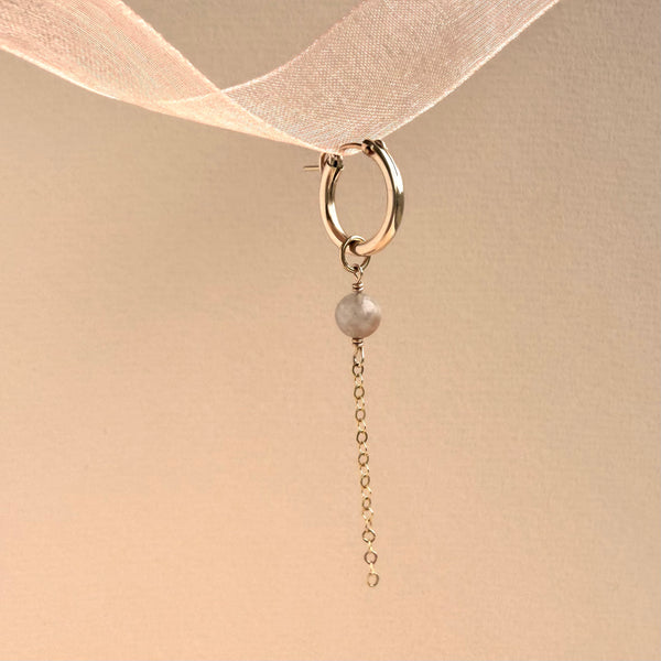 Peach Moonstone Hoop Earring Chunky - 14k Gold Filled