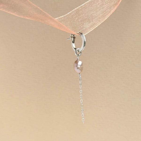 Pink Pearl Hoop Earring - 925 Solid Silver