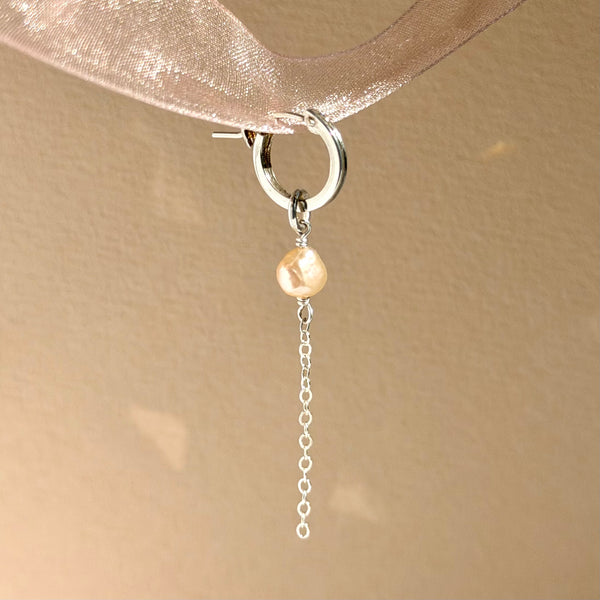 Pink Pearl Hoop Earring - 925 Solid Silver