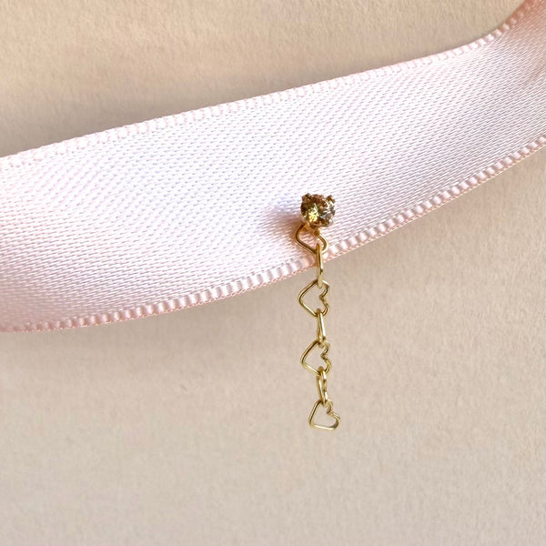 Peach Sparkle Love Ear Stud - 14k Gold Filled