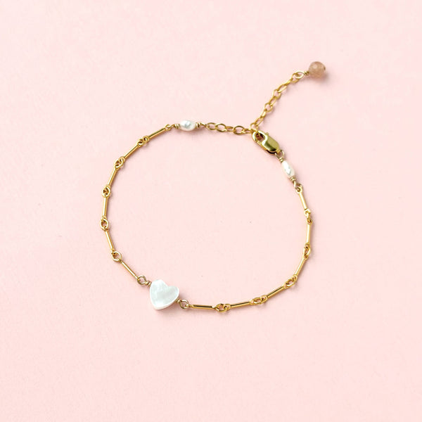 Mother-of-Pearl Love Tube Bracelet - 14k Gold Filled