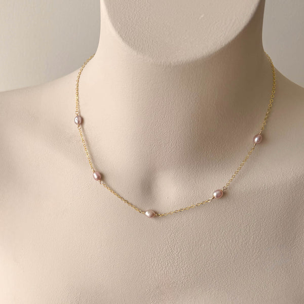 Pink Pearl Necklace - 14k Gold Filled