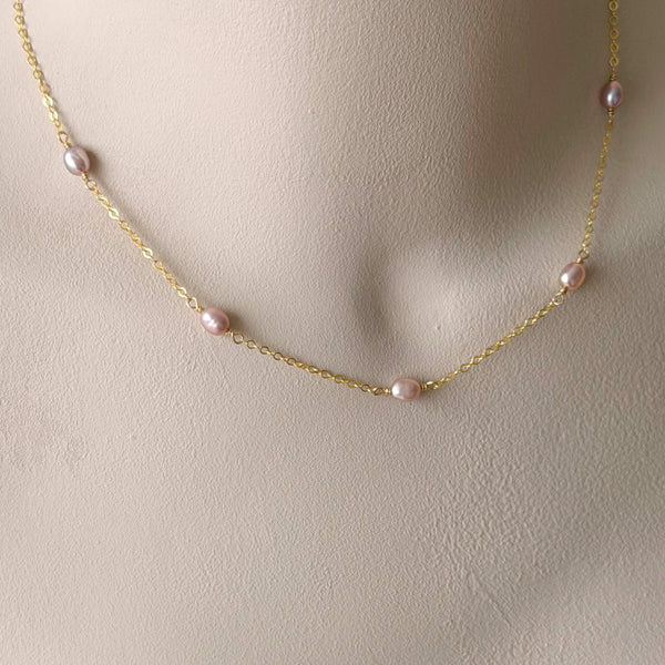 Pink Pearl Necklace - 14k Gold Filled