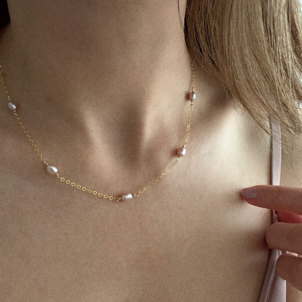 Pink Pearl Necklace - 14k Gold Filled