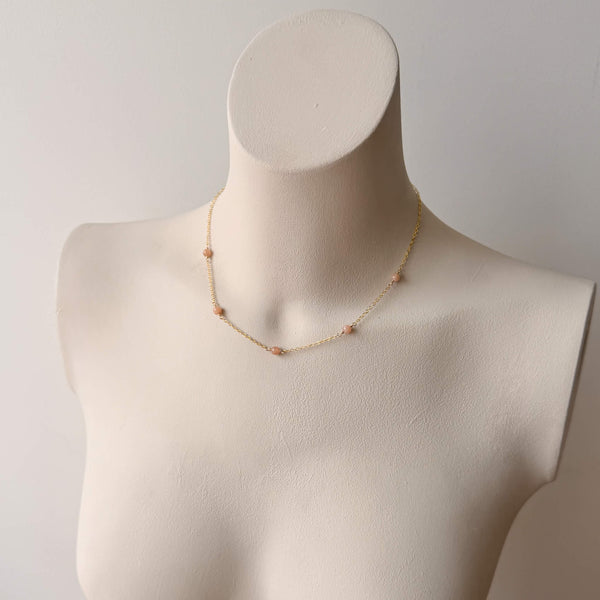 Peach Moonstone Necklace -14k Gold Filled