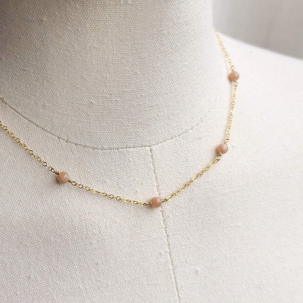 Peach Moonstone Necklace -14k Gold Filled