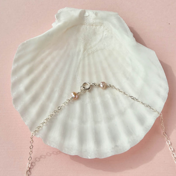 Peach Moonstone Necklace - 925 Solid Silver