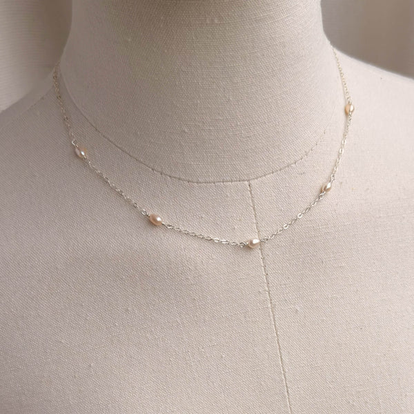 Pink Pearl Necklace - 925 Solid Silver