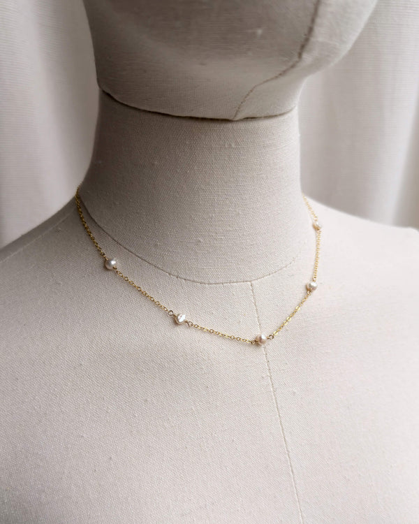 White Pearl Necklace - 14k Gold Filled