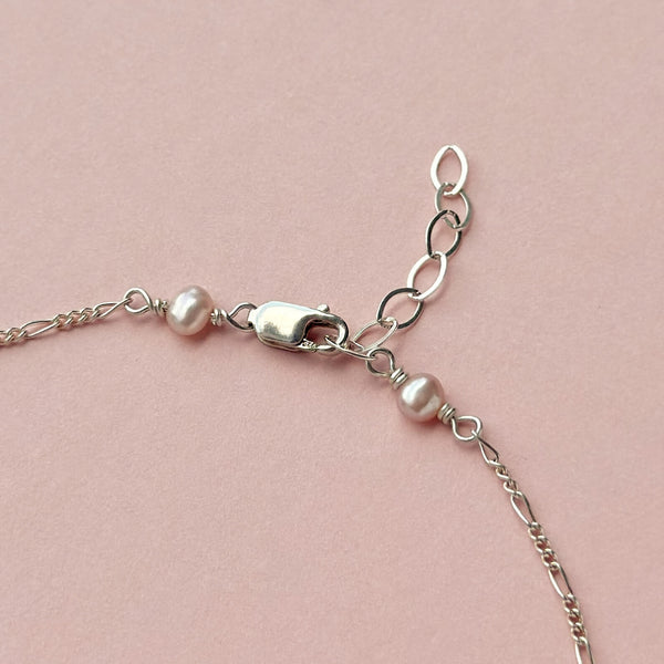 Peach Moonstone Figaro Bracelet - 925 Solid Silver