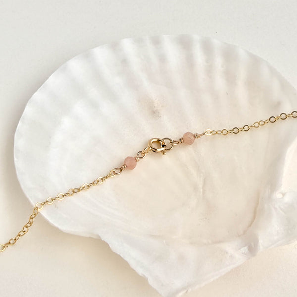 Peach Moonstone Love Charm / Necklace - 14k Gold Filled