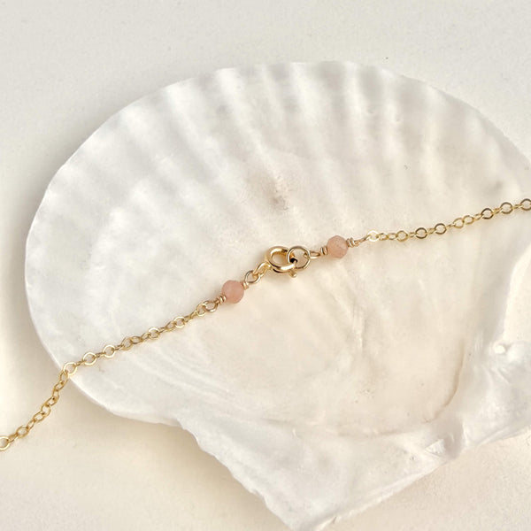 White Pearl Bar Necklace - 14k Gold Filled