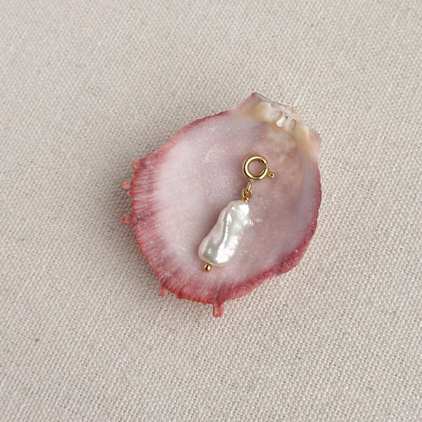 White Pearl Charm / Necklace - 14k Gold Filled