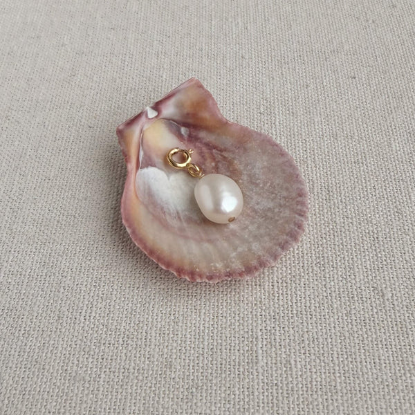 White Pearl Charm / Necklace - 14k Gold Filled